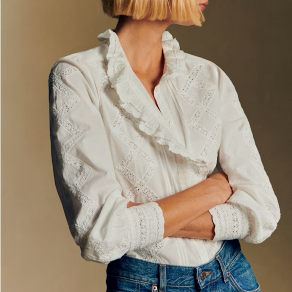 Sezane Chlo Shirt Ecru Pastel size 36